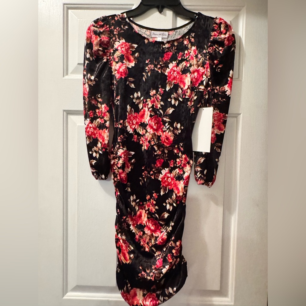 Honey and Rosie Red and Pink Ruffled Bodycon Dress